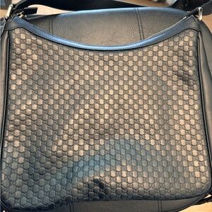 Gucci Black Embossed GG Leather Hobo Bag